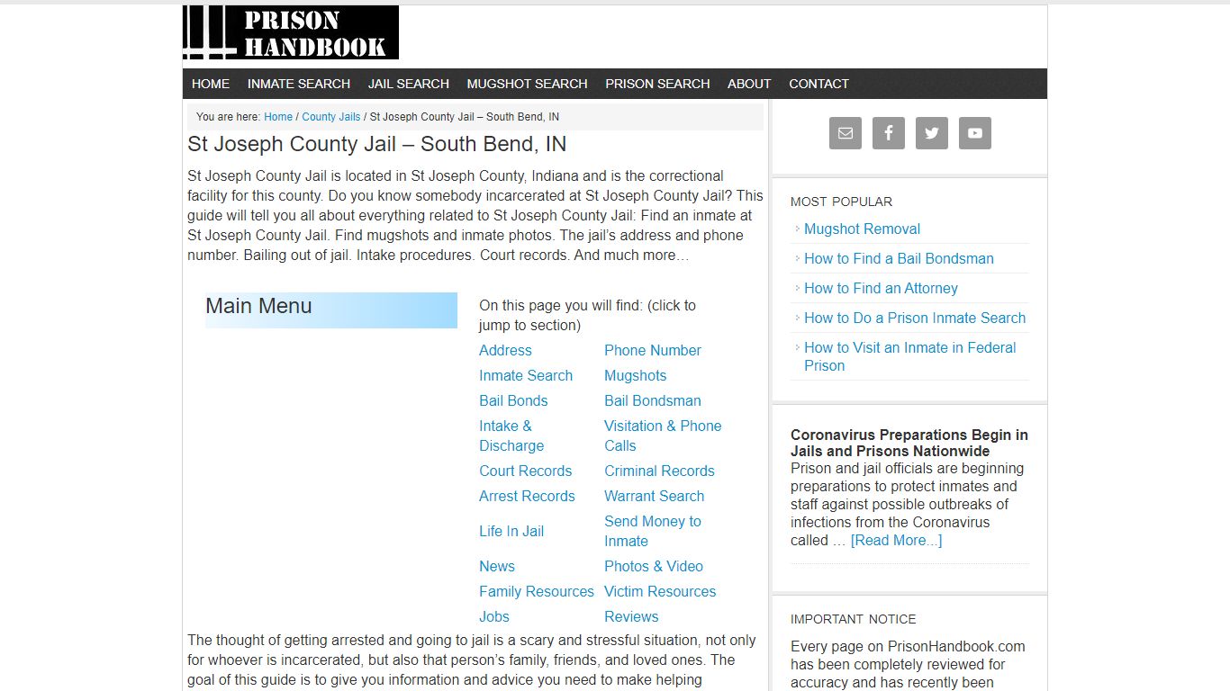 St Joseph County Jail – South Bend, IN - Prison Handbook