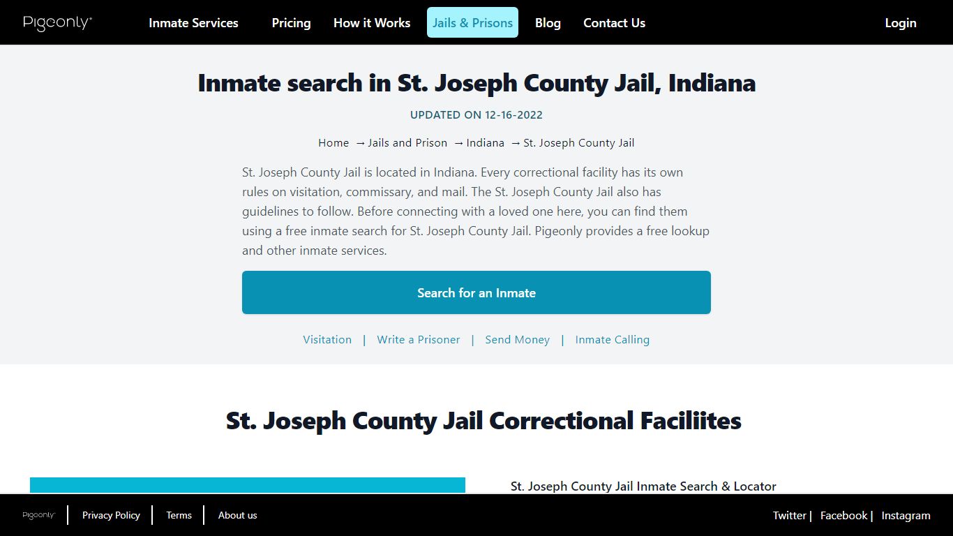 Inmate Search St. Joseph County Jail, Indiana | Pigeonly